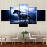 Canvas Wall Art Pictures HD Prints 5 Pieces Running Steed In The Night Paintings Animal Horse Poster