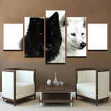 Canvas HD Prints Pictures 5 Pieces Wolf Couple Paintings Black And White Animal Poster Living Room Wall Art
