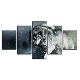 Modern Posters HD Prints Canvas Photo 5 Pieces Animal Snow Wolf Paintings Wall Art Pictures