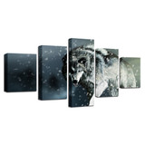 Modern Posters HD Prints Canvas Photo 5 Pieces Animal Snow Wolf Paintings Wall Art Pictures