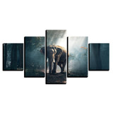 Canvas HD Prints Pictures Wall Art 5 Pieces Forest Elephant Wildlife Paintings Vintage Posters