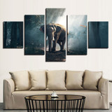 Canvas HD Prints Pictures Wall Art 5 Pieces Forest Elephant Wildlife Paintings Vintage Posters