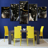 Canvas Pictures Home Wall Art 5 Pieces An Animal Cats With A Hat Paintings HD Prints Posters