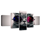 Canvas Wall Art Pictures 5 Pieces Lovely Animal Cat With Sunglasses Paintings HD Prints Posters