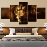 Canvas Paintings Modular Wall Art 5 Pieces Animal Lion Abstract Posters HD Prints Pictures