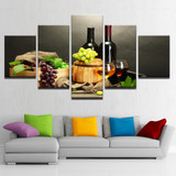 Canvas Pictures Modular HD Prints Poster 5 Pieces Grape Red Wine Glasses Paintings Wall Art