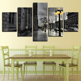 Canvas Painting Wall Art 5 Pieces Black White London City Streetscape Pictures HD Prints Poster
