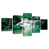 Canvas HD Prints Pictures Bebroom Wall Art 5 Pieces Forest Lake Waterfall Paintings Tree Landscape Posters