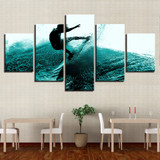 Canvas Poster Wall Art HD Prints 5 Pieces Surfing Paintings Surfer Waves Landscape Pictures