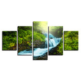 Canvas Paintings Wall Art Prints 5 Pieces Forest Brook Torrent Pictures Waterfall Natural Landscape Posters