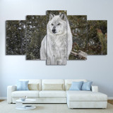 HD printed 5 Piece Canvas Art Snow Wolf Painting Animal Wall Pictures Modern Modular