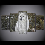 HD printed 5 Piece Canvas Art Snow Wolf Painting Animal Wall Pictures Modern Modular