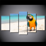 HD Printed 5 Piece Canvas Art Resting Bird Painting Beach Color Feather Wall Pictures
