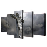 HD Printed 5 Piece Canvas Art Jesus Statue Cross Canvas Painting Wall Pictures