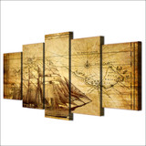HD Printed Old Map Painting on Canvas Print Poster Picture Canvas