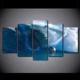 HD Printed 5 Piece Canvas Art Sharks Surf The Waves Painting Wall Pictures