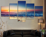 HD Printed Sunset Beach Landscape Painting Canvas Print Poster Picture Canvas