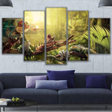 Canvas Wall Art Prints Poster 5 Pieces Iguana Snail Gecko Reptiles Snake Painting Peaceful Forest Life Pictures