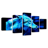 Canvas HD Prints Poster Art Pictures 5 Pieces Abstract Animal Wolf Paintings Modern