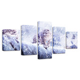 Canvas HD Prints Pictures Wall Art 5 Pieces Snow Leopard Paintings Animal Panthera Uncia Poster