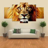 Canvas HD Prints Pictures Modular 5 Pieces Animals Lions Vintage Paintings Wall Art Posters