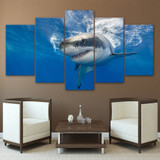 Canvas HD Prints Posters Wall Art 5 Pieces Abstract Shark Paintings Blue Ocean Large Pictures