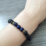 Lava Stone with Blue Bead Bracelet