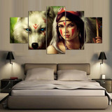 Canvas Wall Art Canvas Painting Landscape 5 Panel Horse And Girl Wall Modular Pictures HD Print
