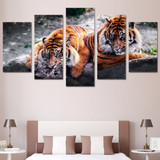 Wall Art Canvas Painting Style Wall Pictures 5 Panel Animal Tiger Landscape Modern Decoration Paintings