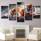 Wall Art Canvas Painting Style Wall Pictures 5 Panel Animal Tiger Landscape Modern Decoration Paintings