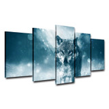 Modern Pictures HD Printed Poster 5 Pieces Wall Art Animal Snow Wolf Canvas Painting