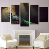 Canvas Wall Art Pictures HD Printed Artworks 5 Pieces Peacock Animal Forest Paintings Posters