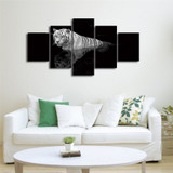 Modular Animal Photo Wall Art Abstract Pictures 5 Panels Tiger Cross The River Painting HD Poster Canvas