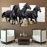 Modern Painting On Canvas Wall Art HD Printed 5 Panel Modular Pictures Animal Dark Horses Running Poster