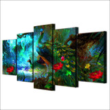 Canvas Wall Art Pictures 5 Pieces Beautiful Peacock Painting HD Printed Modern Animal Poster