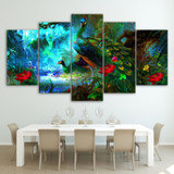 Canvas Wall Art Pictures 5 Pieces Beautiful Peacock Painting HD Printed Modern Animal Poster