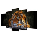 Modern Canvas Painting Wall Art HD Printed Photo 5 Pieces Animal Indolent Tiger Poster Pictures