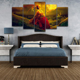 Modern HD Printed Canvas Painting 5 Pieces Fire Girl With Animal Deer Poster Wall Art Oil Pictures