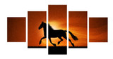 HD Print Canvas Painting Picture Wall Art Prints Poster 5 Panel Under The Sunset Of The Horse