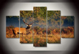 5 Pieces Forest Steppe Animal Deer Wall Art Picture Canvas Print Wall Picture Printing On Canvas