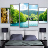 Wall Art Pictures HD Prints Canvas Paintings 5 Pieces River Waterfall Mountain Nature Landscape Poster