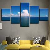 Pictures Wall Art HD Prints Canvas 5 Pieces Blue Sky White Clouds Sea Landscape Paintings Modular Posters
