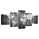 Modular HD Prints Canvas Wall Art Pictures 5 Pieces Retro World Map Paintings Vintage Posters