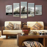Wall Art Modular Pictures Canvas Prints 5 Pieces Sea Wave Impacts The Lighthouse Seascape Painting
