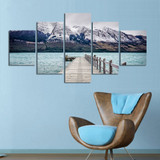 Canvas Painting Modern Art Live Wall Decoration Pictures 5 Panel Snow Mountain Landscape Painting  On Canvas