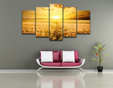 Modern HD Printed Modular Painting Canvas Poster 5 Panel Sunshine Wheat Field Landscape Picture Wall Art