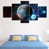 Modern Canvas HD Printed Painting Home Wall Art Pictures 5 Panel Galaxy Earth Moon Abstract Landscape Poster