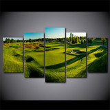 Canvas Poster Wall Art HD Printed Photo Modern 5 Pieces Golf Course Painting Green Hill Pictures