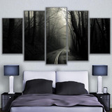 Wall Art Canvas Paintings Modular HD Prints Poster 5 Pieces Forest Lonely Road Pictures