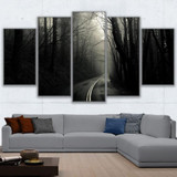 Wall Art Canvas Paintings Modular HD Prints Poster 5 Pieces Forest Lonely Road Pictures
